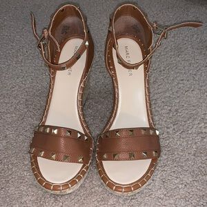 NEW Marc Fisher Brown Studded Wedges